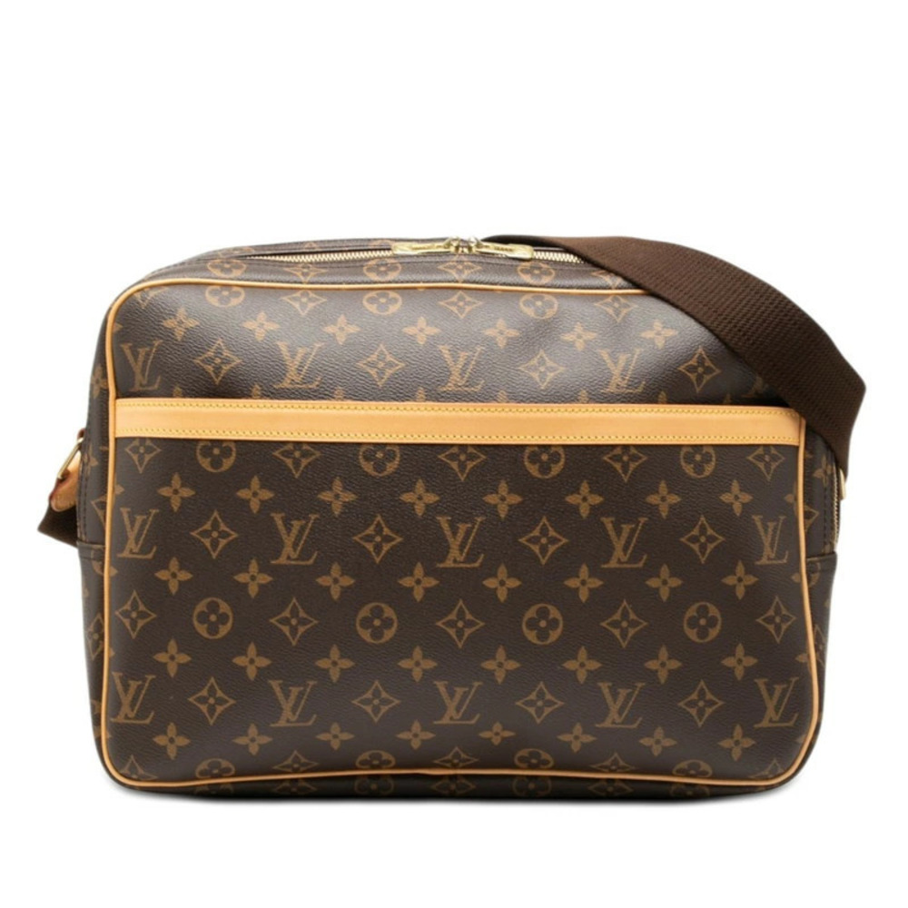 Louis Vuitton Monogram Reporter Crossbody Bag Brown Leather